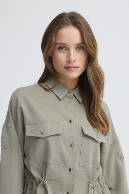 B.Young -DIVISO - Drawstring button front shirt jacket