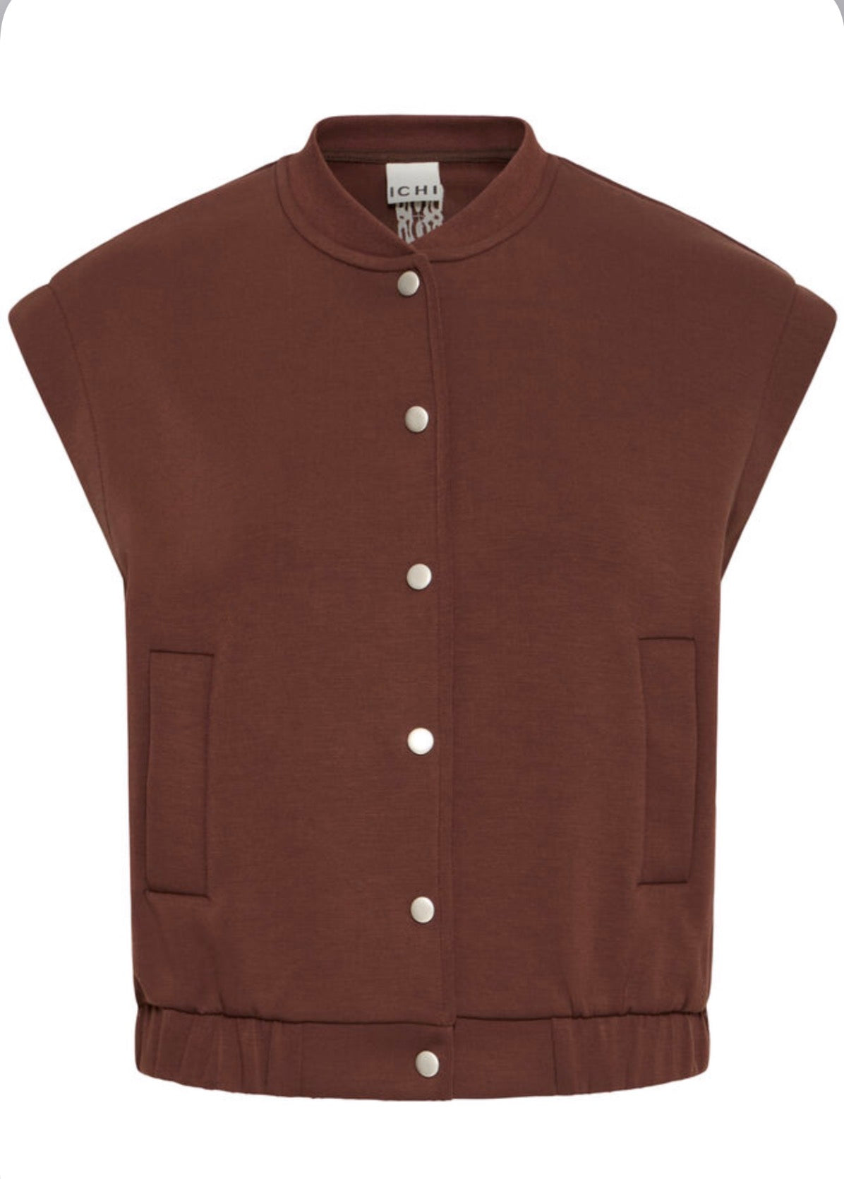 ICHI - COZY WA - Super soft button front waistcoat jacket