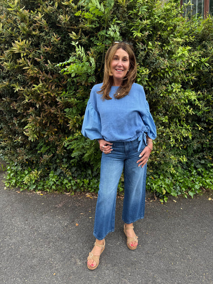 GLORIA - Balloon sleeve linen top