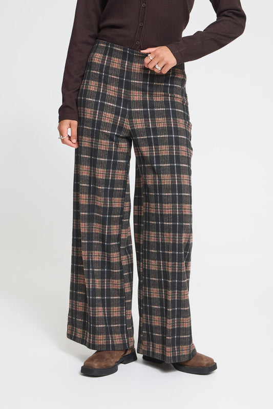 Ichi - KATE WOOLEY - Checked high waist wide trousers