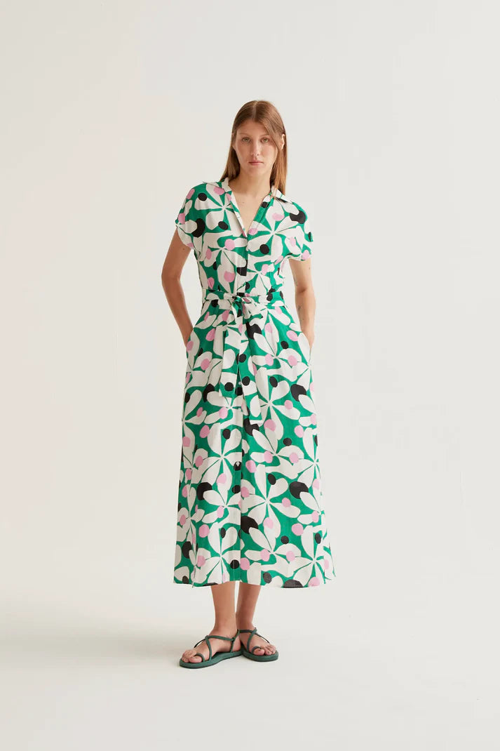 Compañía Fantástica - 11014 - Hosta print midi dress
