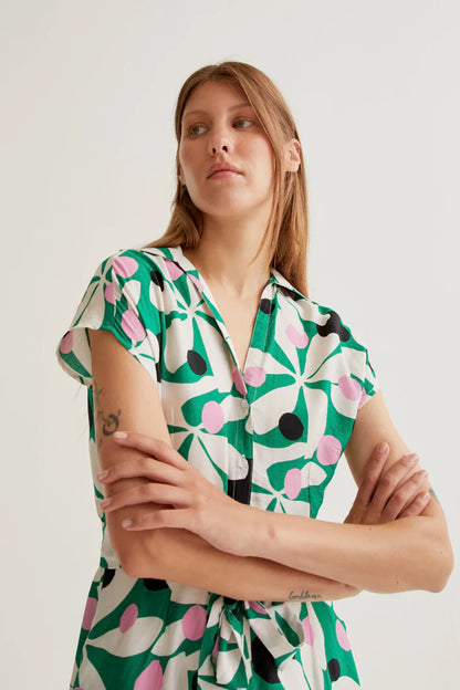 Compañía Fantástica - 11014 - Hosta print midi dress