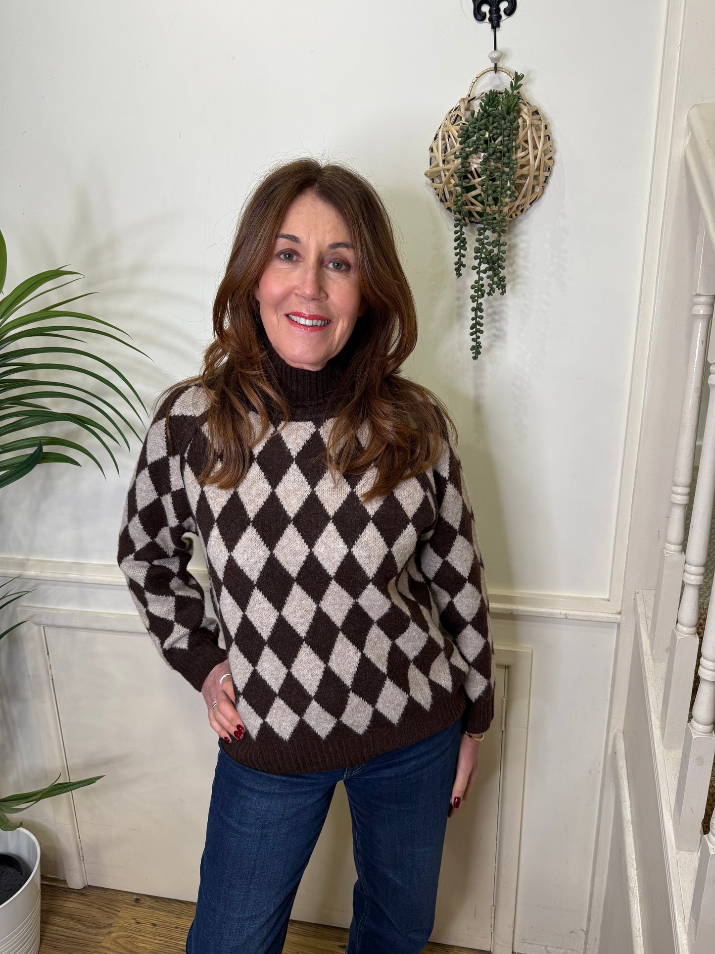 HARLEY - Diamond print knitted jumper