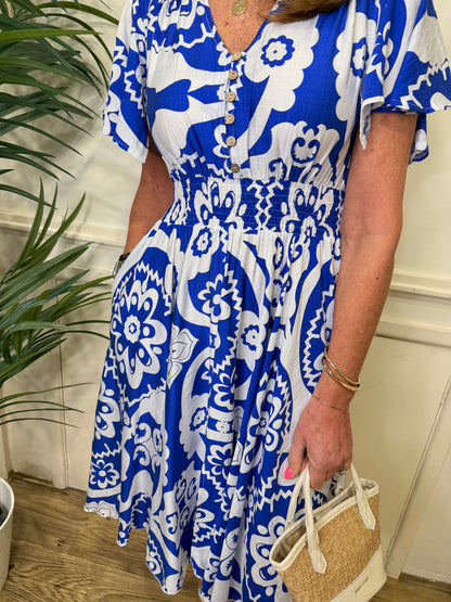 CALLIE - Bold print short sleeve dress