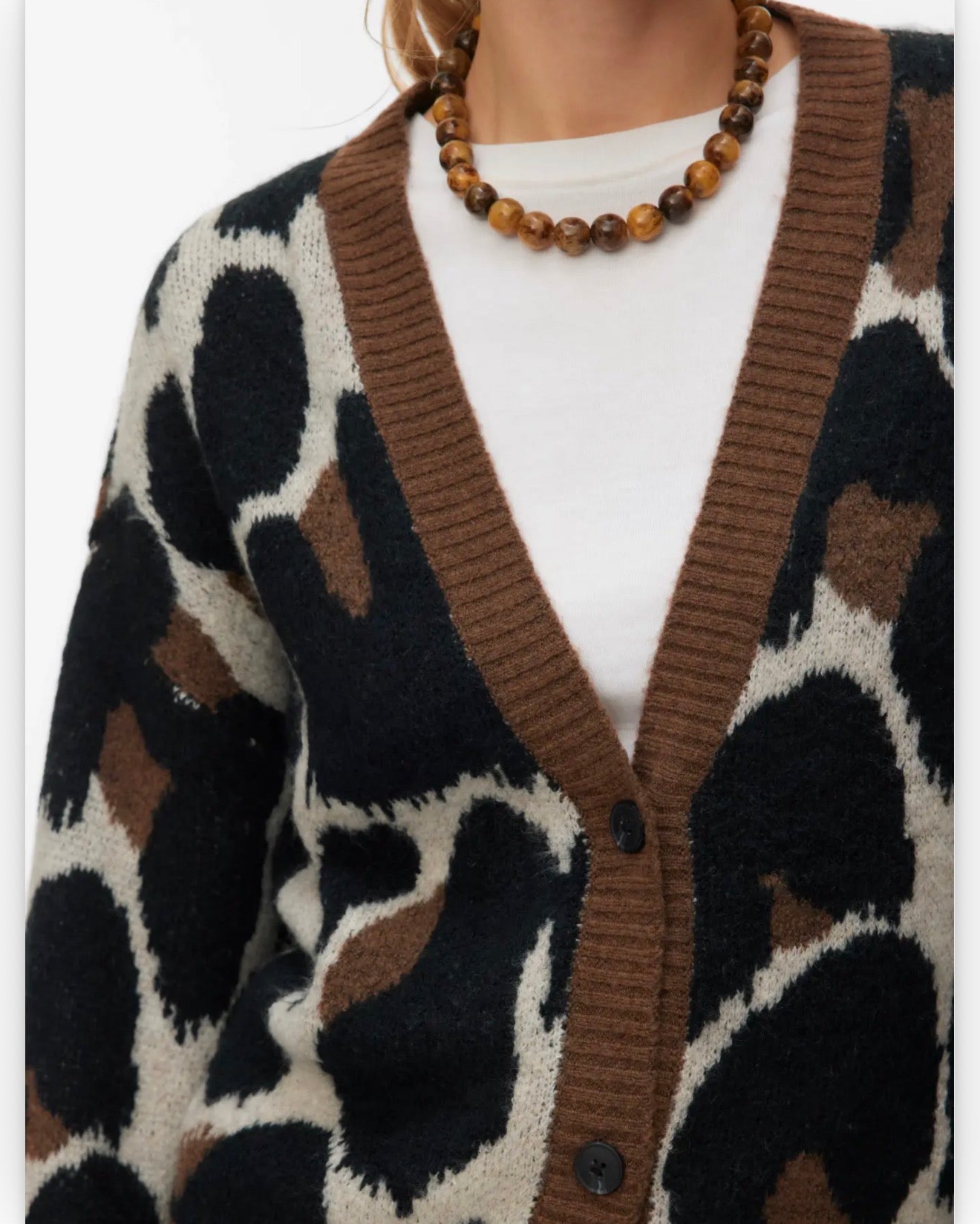 Vero Moda - LEONIE - Leopard print chunky knit cardi