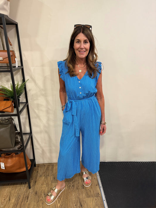 ROSIE - Stripe Culotte button front jumpsuit