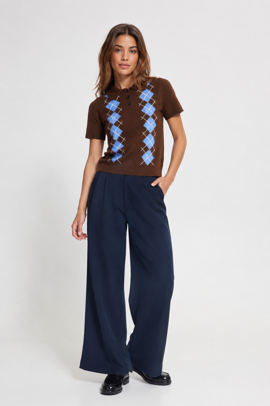 ICHI - DASILA SS3 - Argyle Knitted polo