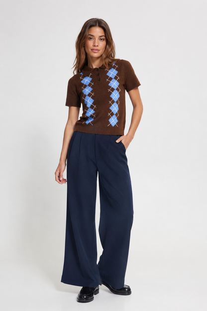ICHI - DASILA SS3 - Argyle Knitted polo