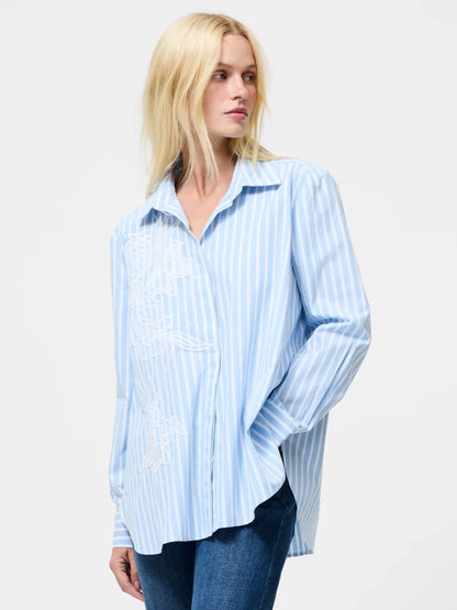 French Connection - 72ZBW - Cambria Cotton Embroidered Floral Stripe Shirt