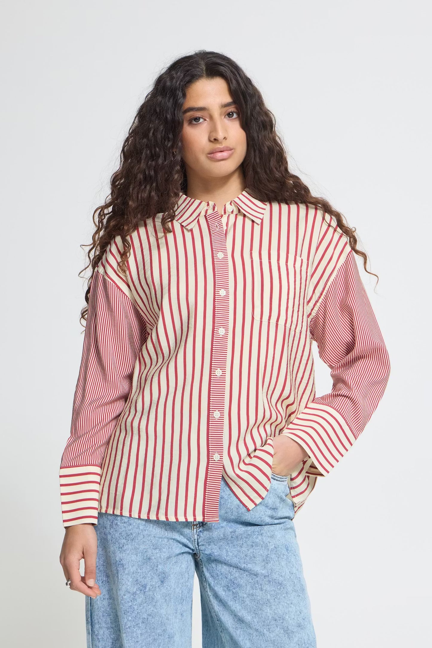 ICHI - LOURI - Stripe oversized shirt