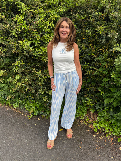 ESTHER - Red & Pink stripes wide trousers