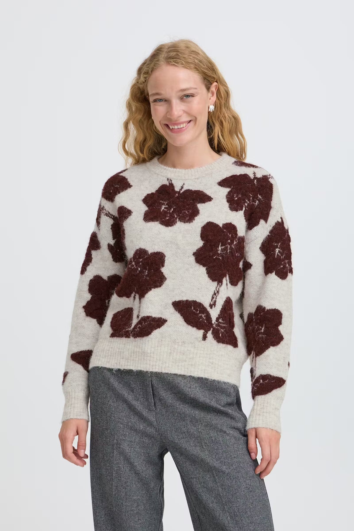 B.Young - MANDA - Flower print knitted jumper