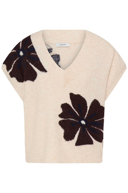B.Young - OMEA SLIPOVER - V.Neck flower knit