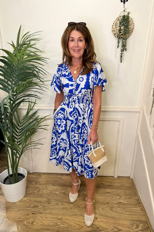 CALLIE - Bold print short sleeve dress