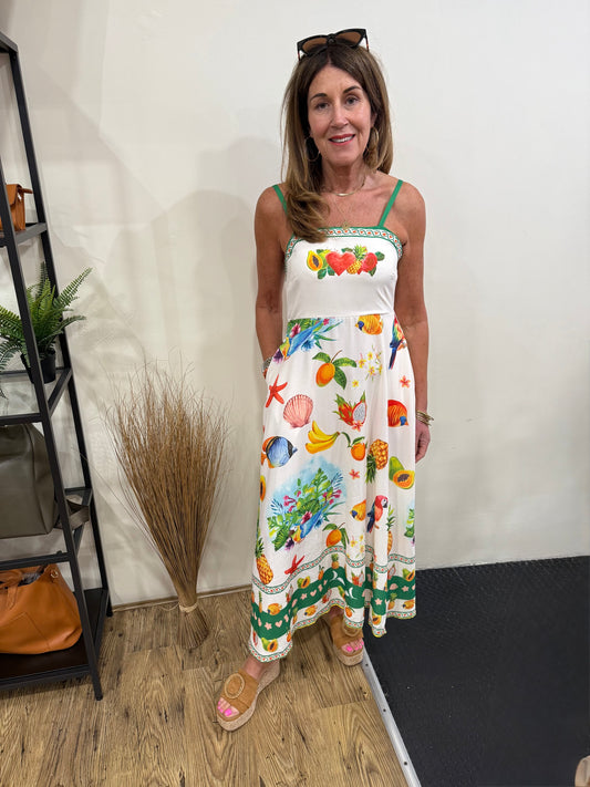 SASHA - Fruit printed midi dress