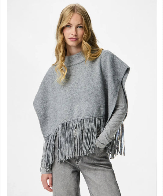 Pieces - JULLE - Fringe detail roll neck poncho