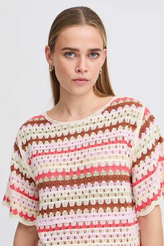 ICHI - BANDIE SS - Crochet knitted top