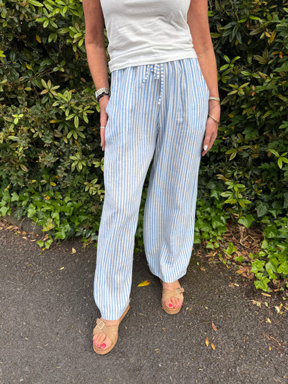 ESTHER - Red & Pink stripes wide trousers