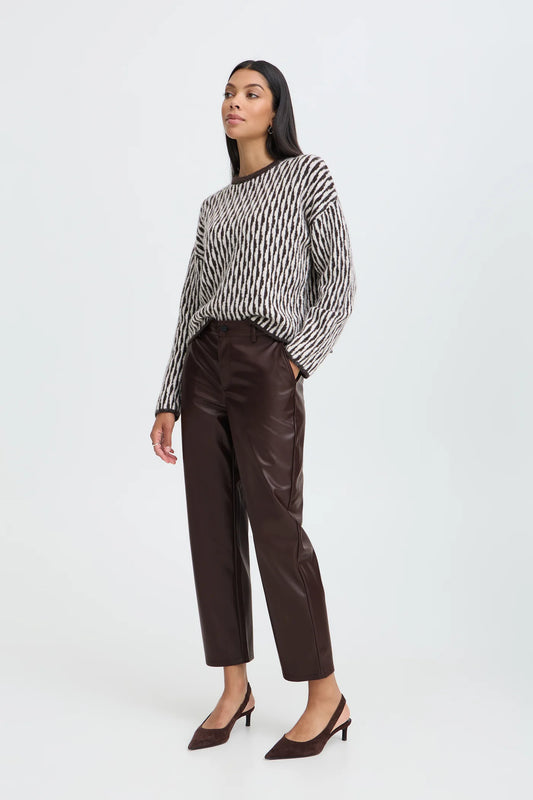 B.Young - DAJA - Faux leather ankle length trousers