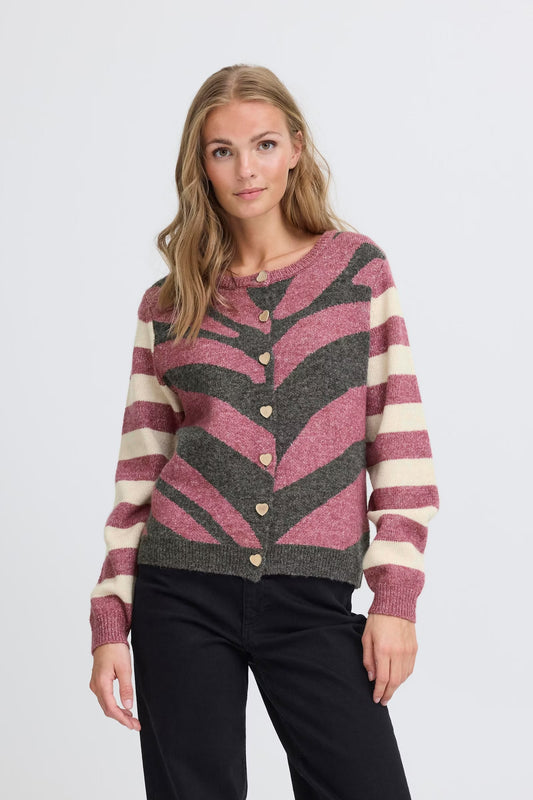ICHI - LIVONI - Zebra mix knitted Cardi