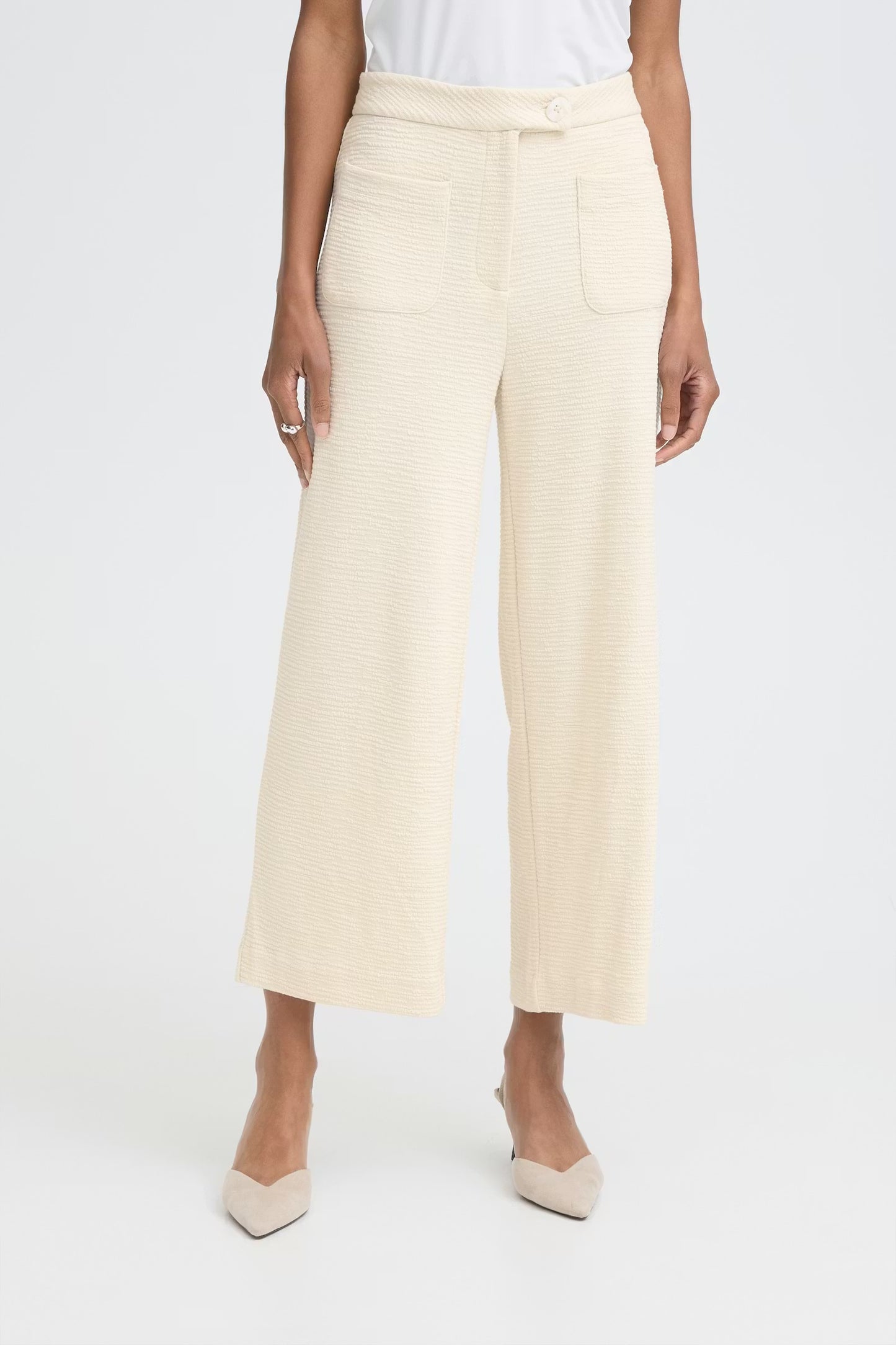 ICHI - KATE LUMINA - Textured ankle length trousers