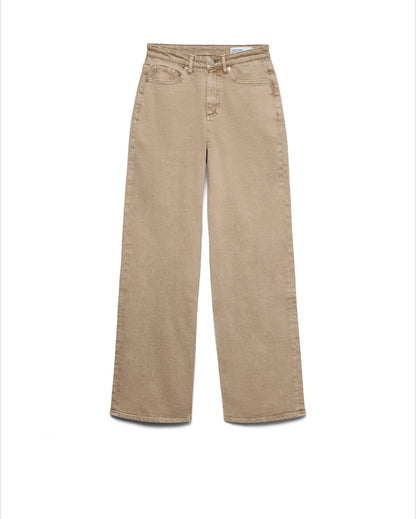 Vero Moda - TESSA - High waist wide leg jeans - Beige