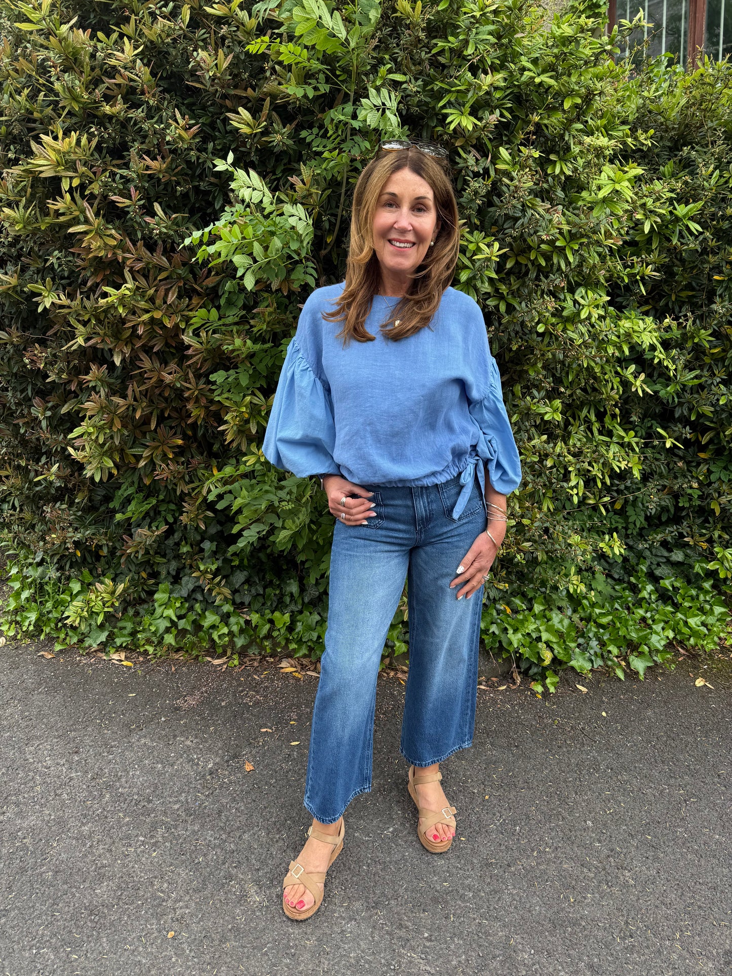 GLORIA - Balloon sleeve linen top