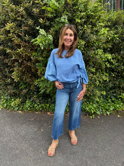 GLORIA - Balloon sleeve linen top
