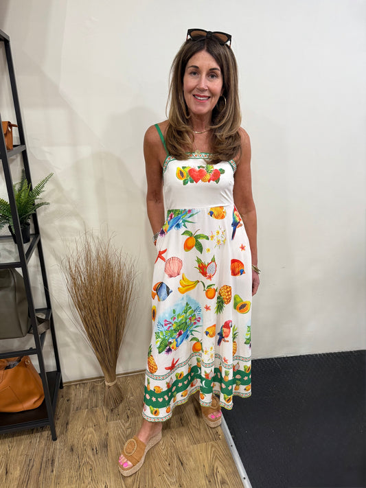 SASHA - Fruit printed midi dress