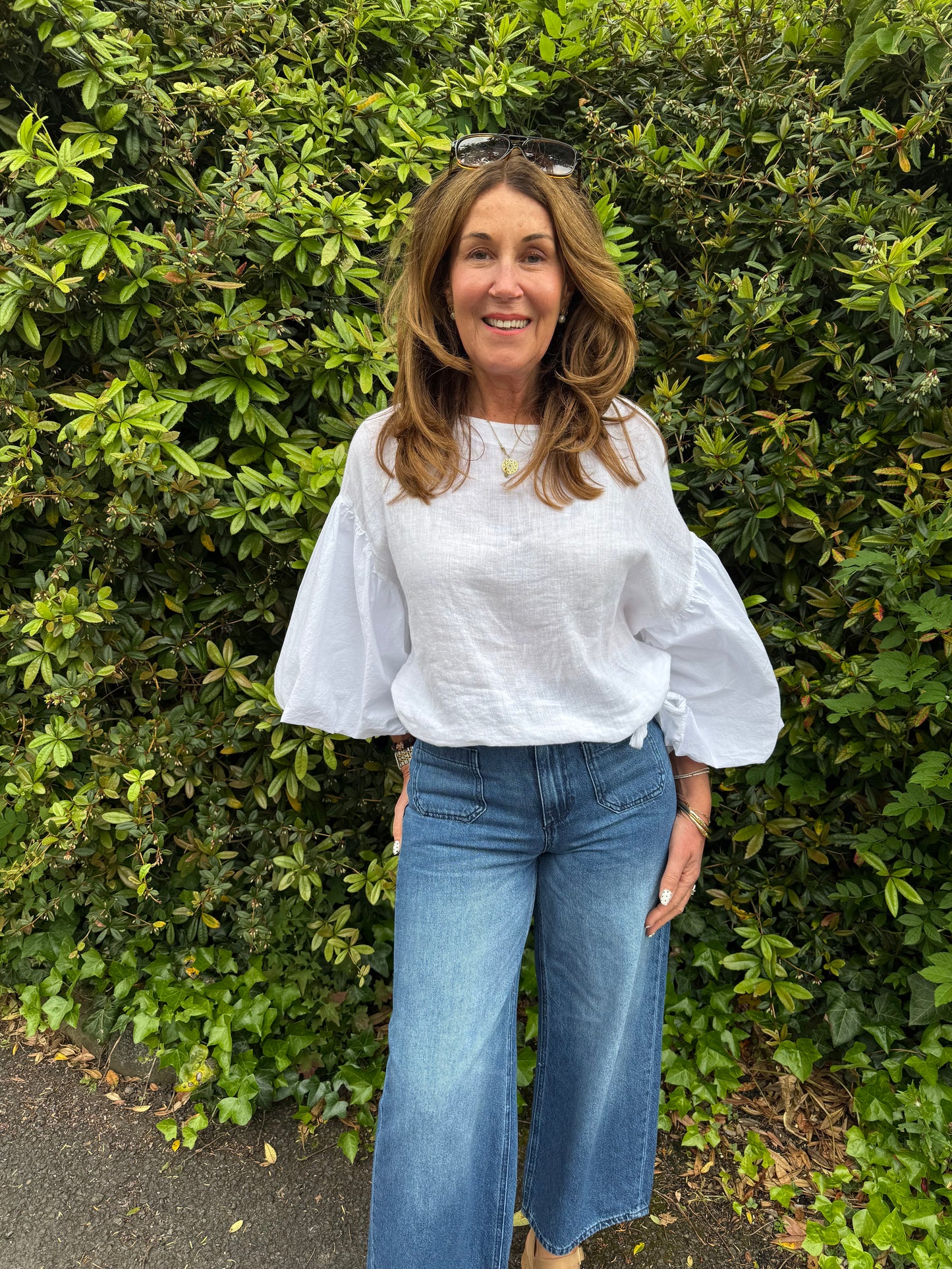 GLORIA - Balloon sleeve linen top