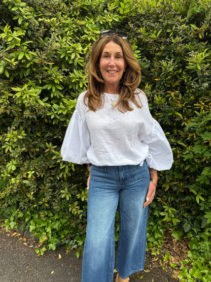 GLORIA - Balloon sleeve linen top