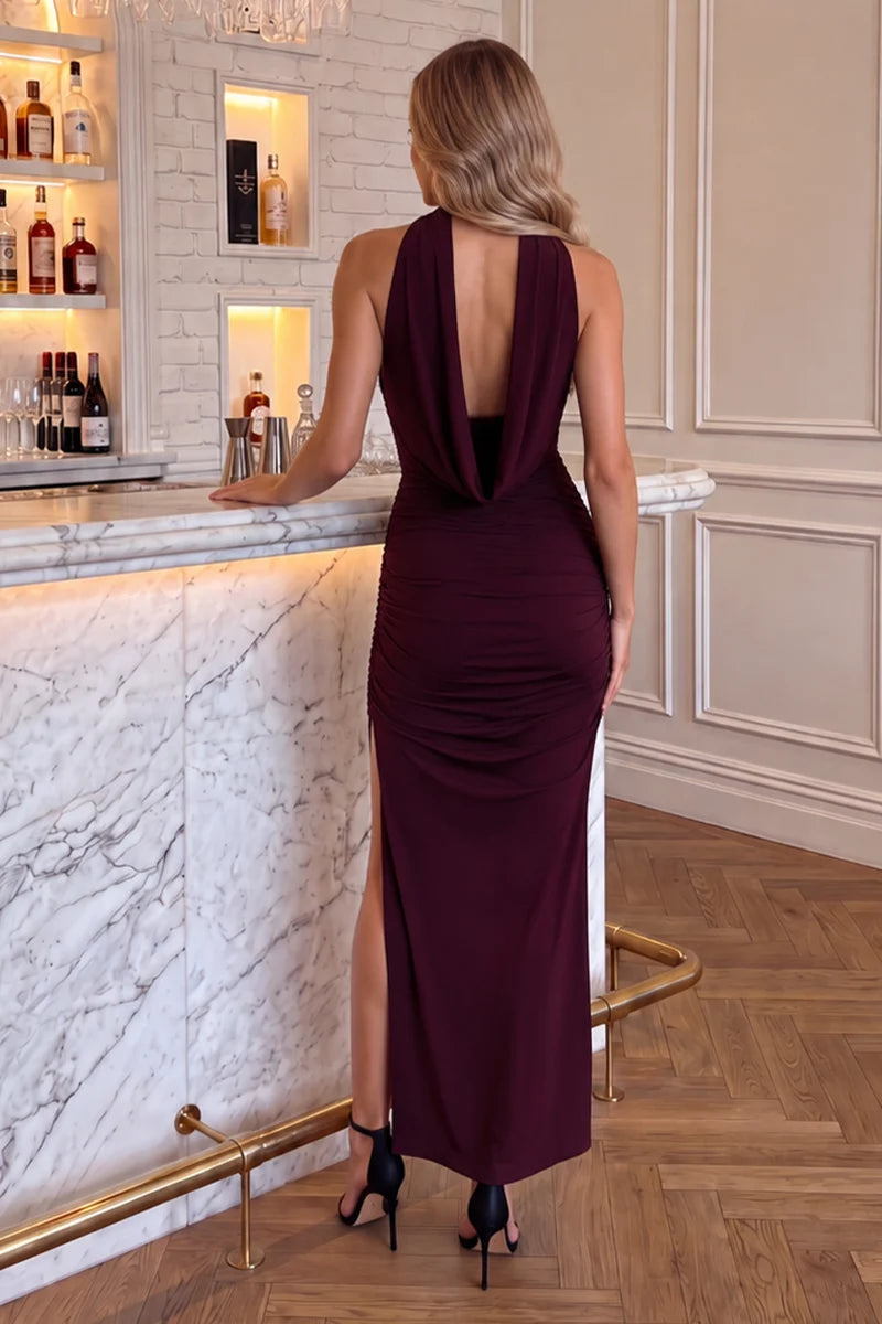 AX Paris -DA2709 hi neck strapless midi dress