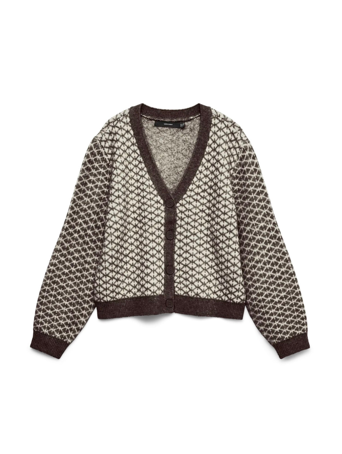 Vero Moda - LOVE - Geometric diamond jacquard knit pattern Cardi