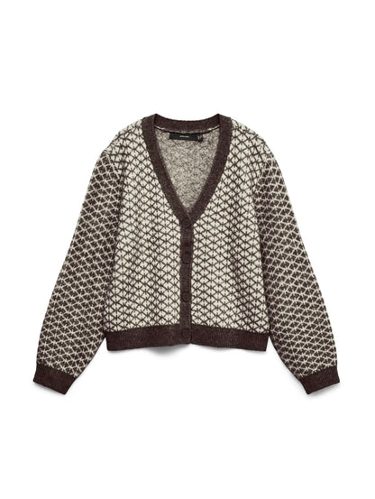 Vero Moda - LOVE - Geometric diamond jacquard knit pattern Cardi