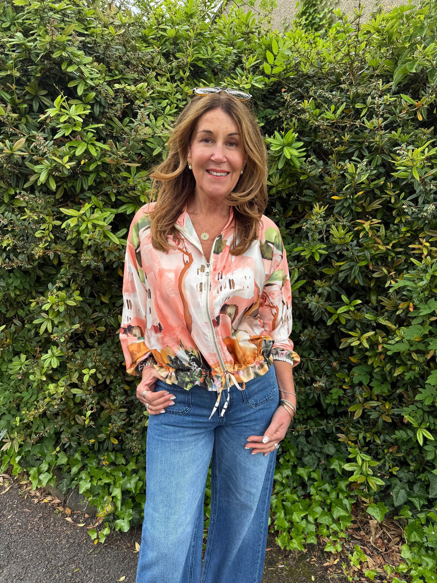 SANTORINI - Printed satin bomber
