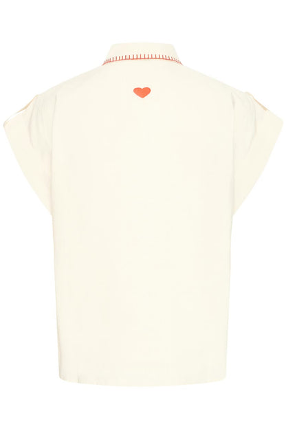 B.Young - JESSEL - Embroidered detail cap sleeve shirt