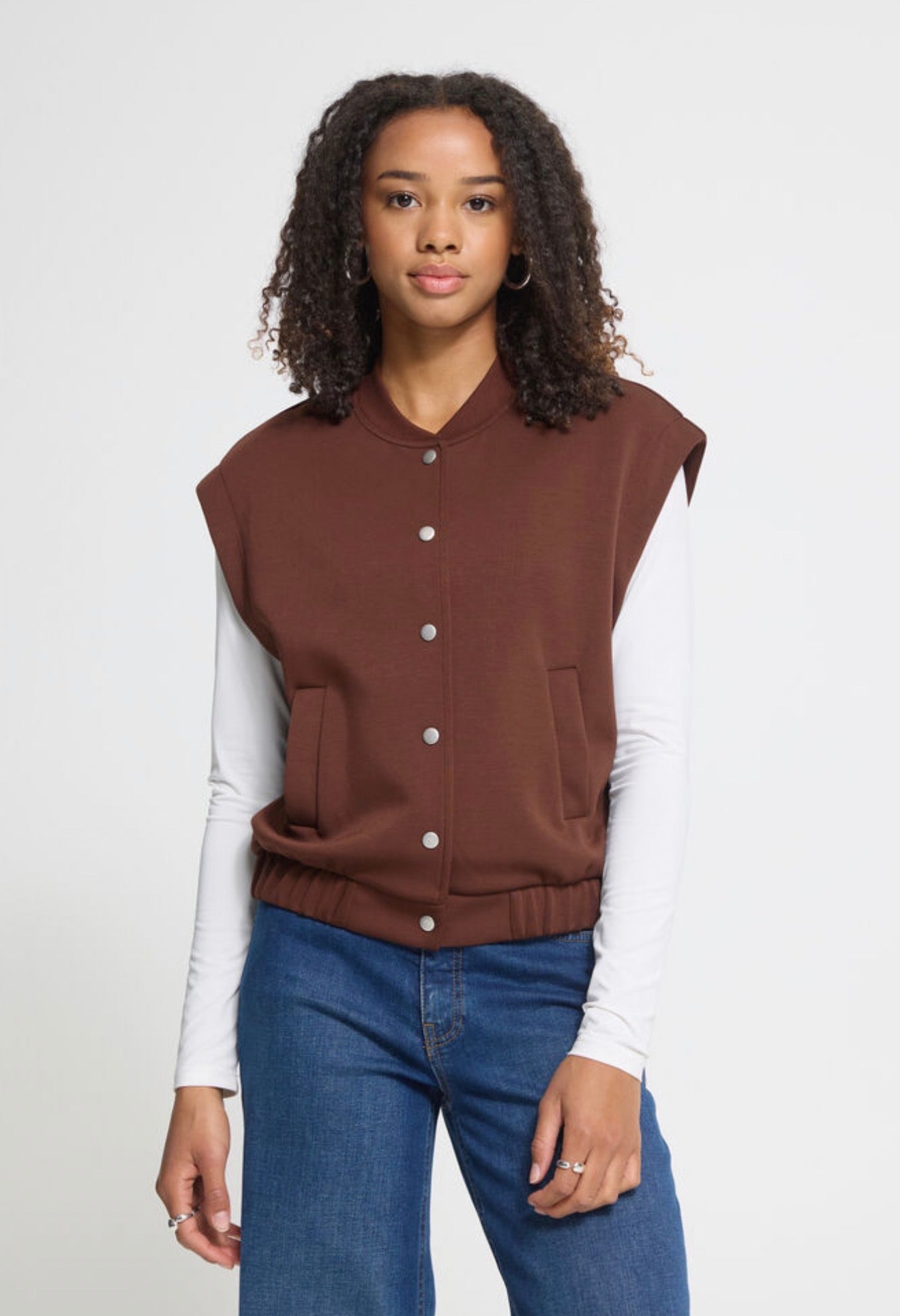 ICHI - COZY WA - Super soft button front waistcoat jacket