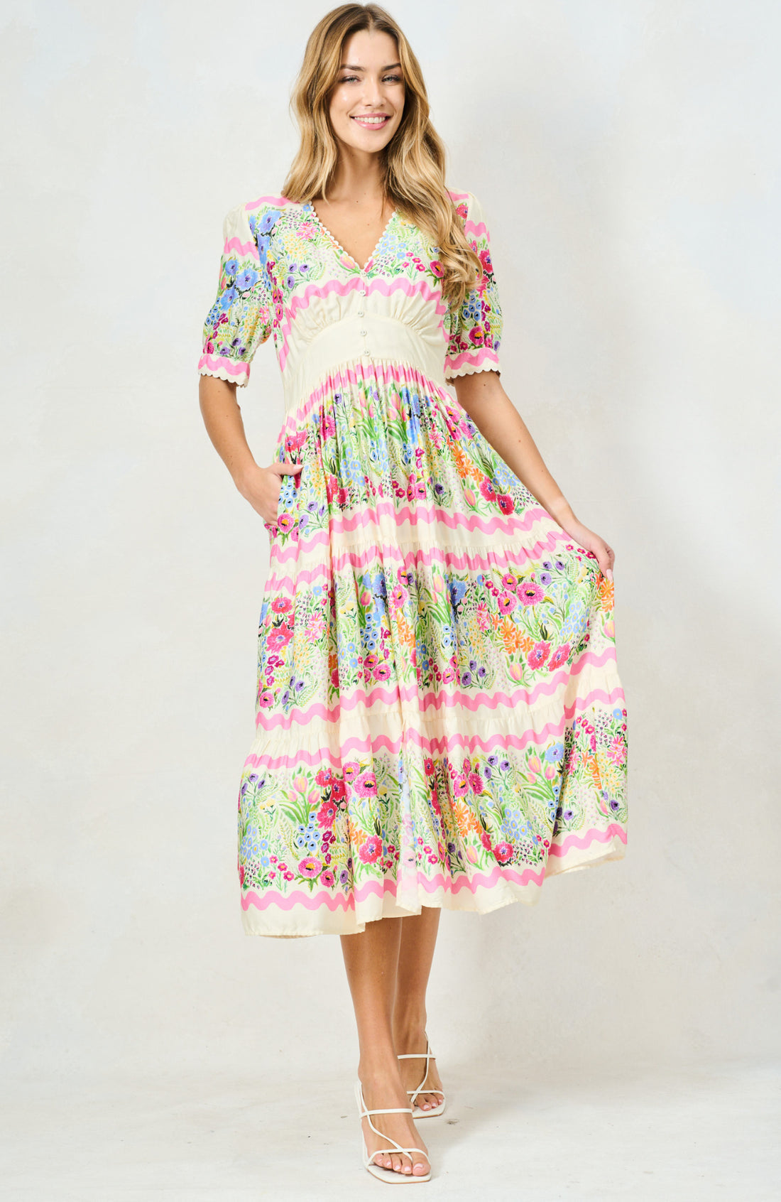 Hope & Ivy - The Larysa - Floral tea dress