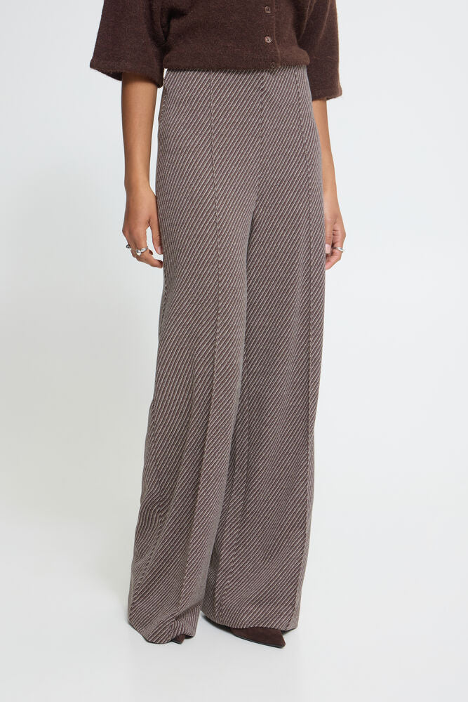 ICHI - KATE TWILL - Printed high waist trousers