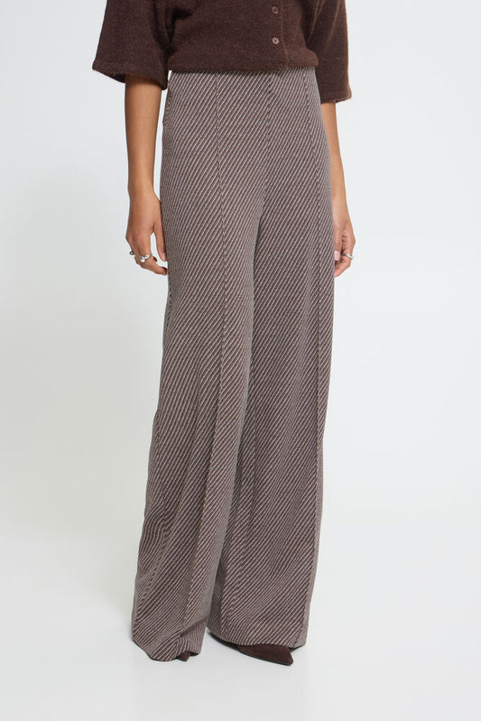 ICHI - KATE TWILL - Printed high waist trousers