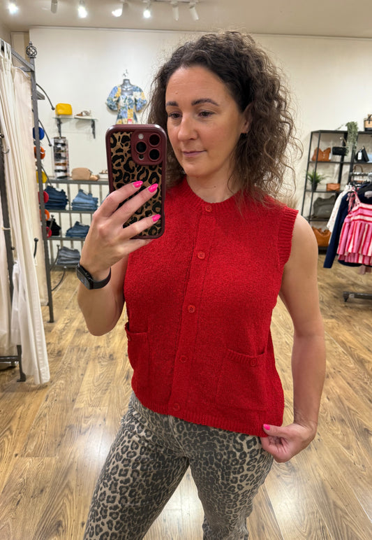 Pieces - JESSIE - Knitted button front tank top