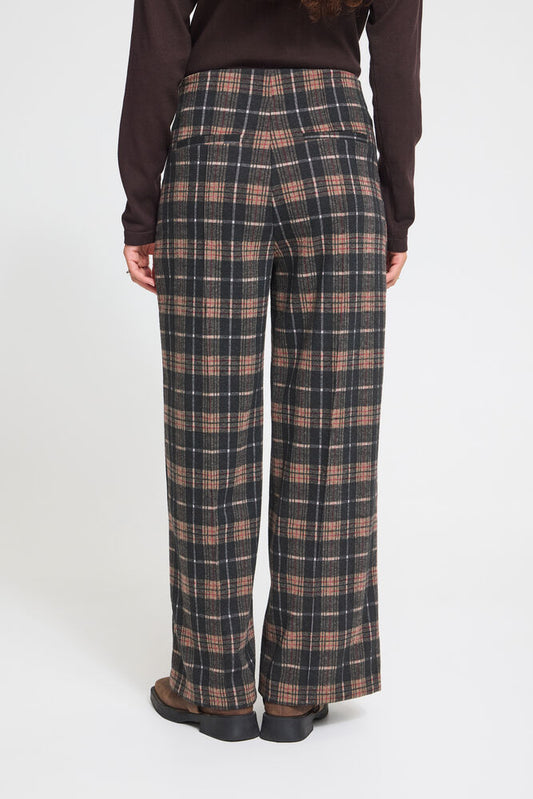 Ichi - KATE WOOLEY - Checked high waist wide trousers