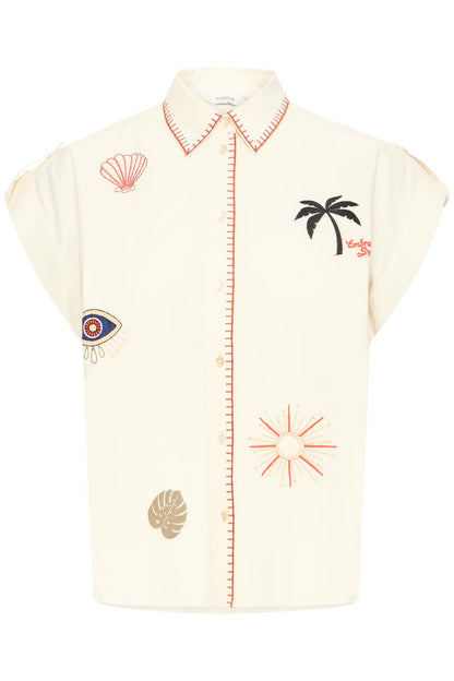 B.Young - JESSEL - Embroidered detail cap sleeve shirt