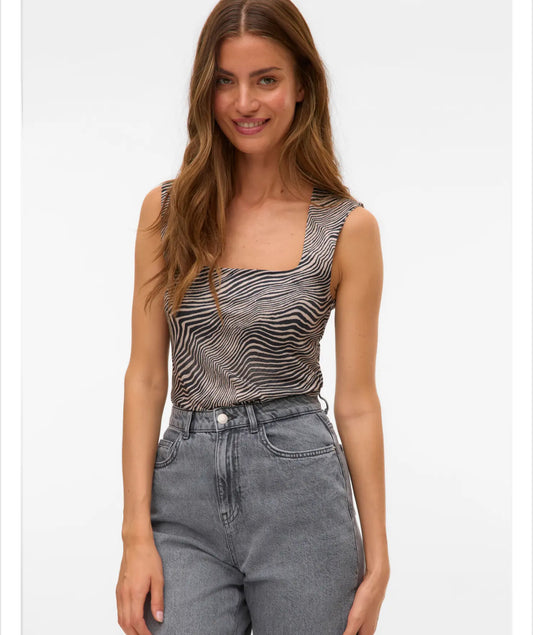 Vero Moda - MILLION - Square neck Zebra top
