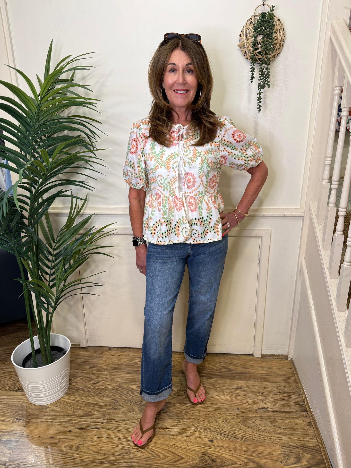 IMOGEN - Broderie anglaise tie top