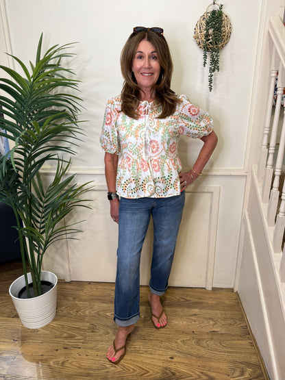 IMOGEN - Broderie anglaise tie top