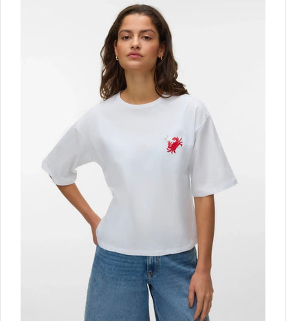 Vero Moda - AMMIE - Embroidered crab front tee