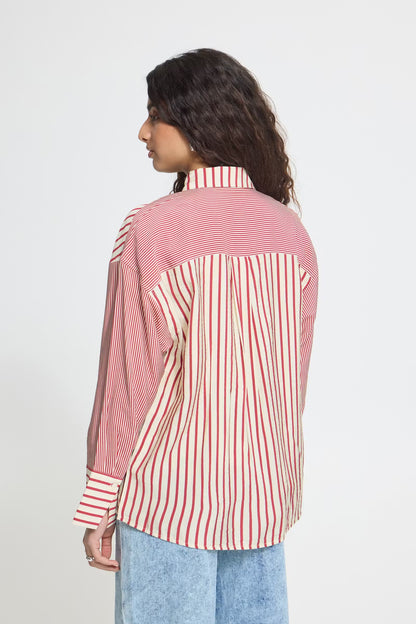ICHI - LOURI - Stripe oversized shirt