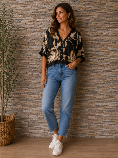 ARIA - Satin printed bomber tops