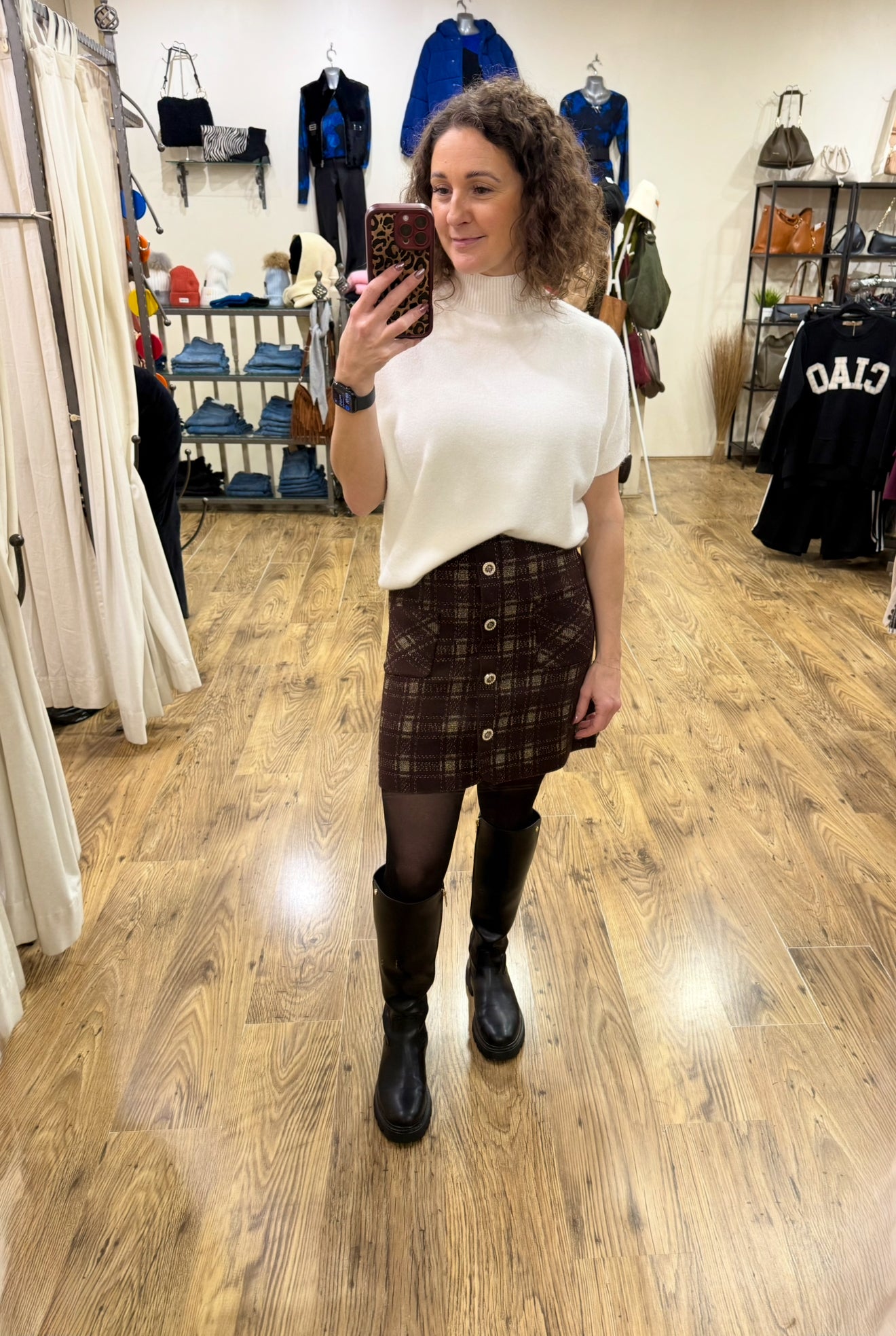 LEXI - Checked knitted skirt